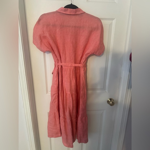 Cynthia Rowley midi button up Linen Dress with Tie Waist XS - Picture 4 of 5